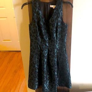 Loft,Cocktail Dress,Sz 0, Emerald/BlackLeopard
